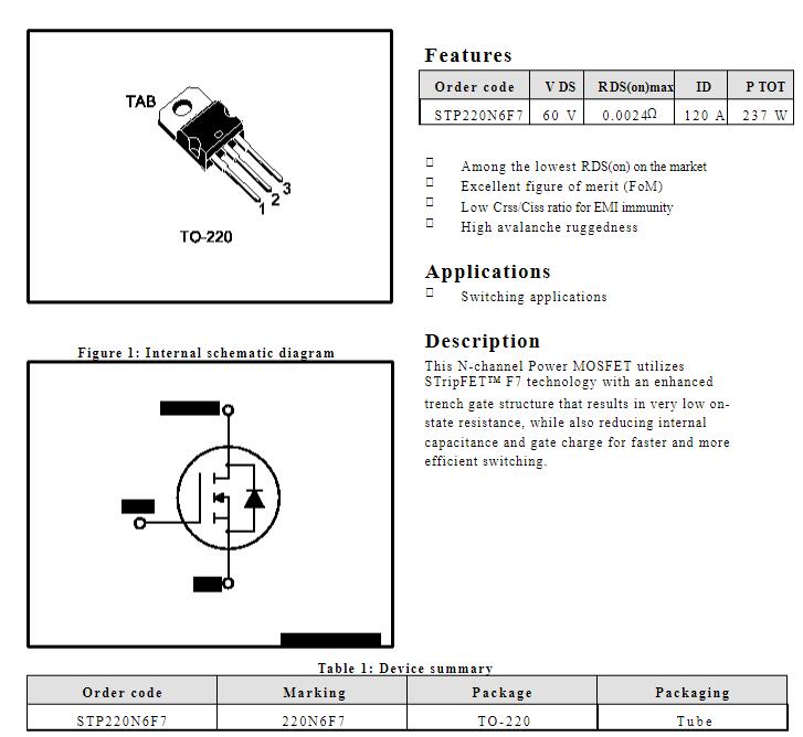 220N6F7 STP220N6F7 TO-220 600V 120A 5pcs/lot