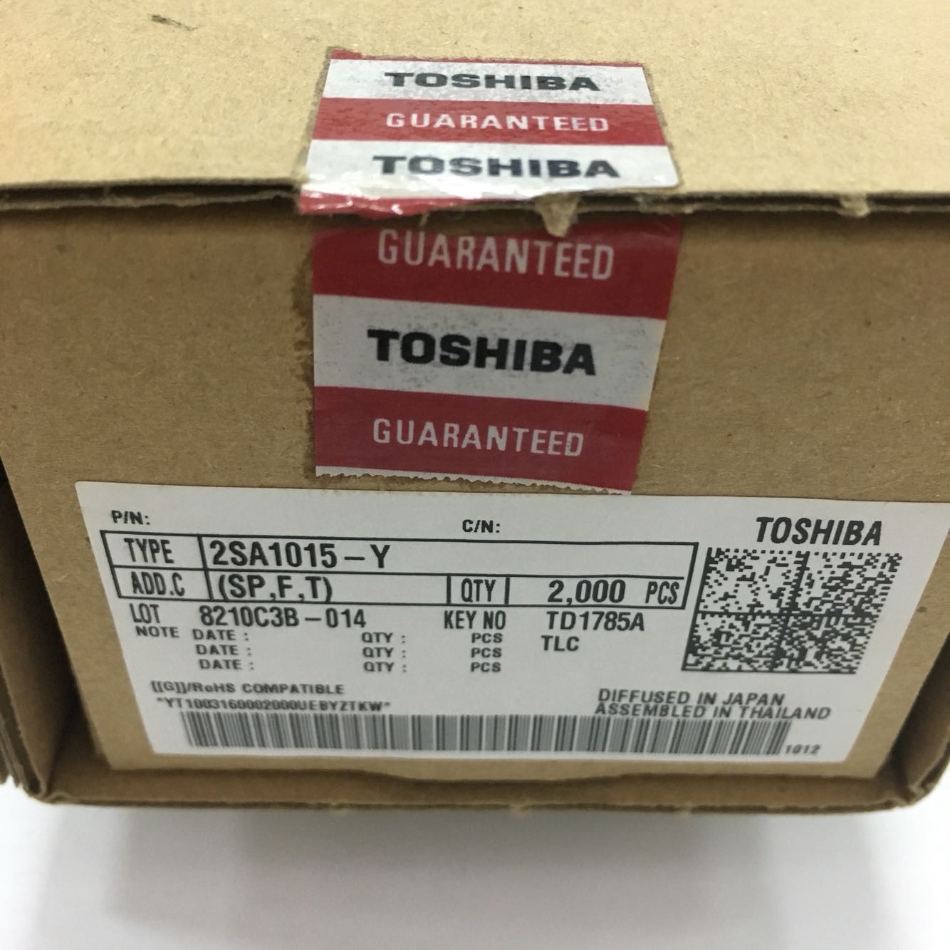 2SA1015-Y Original Toshiba TO-92 5pcs/lot