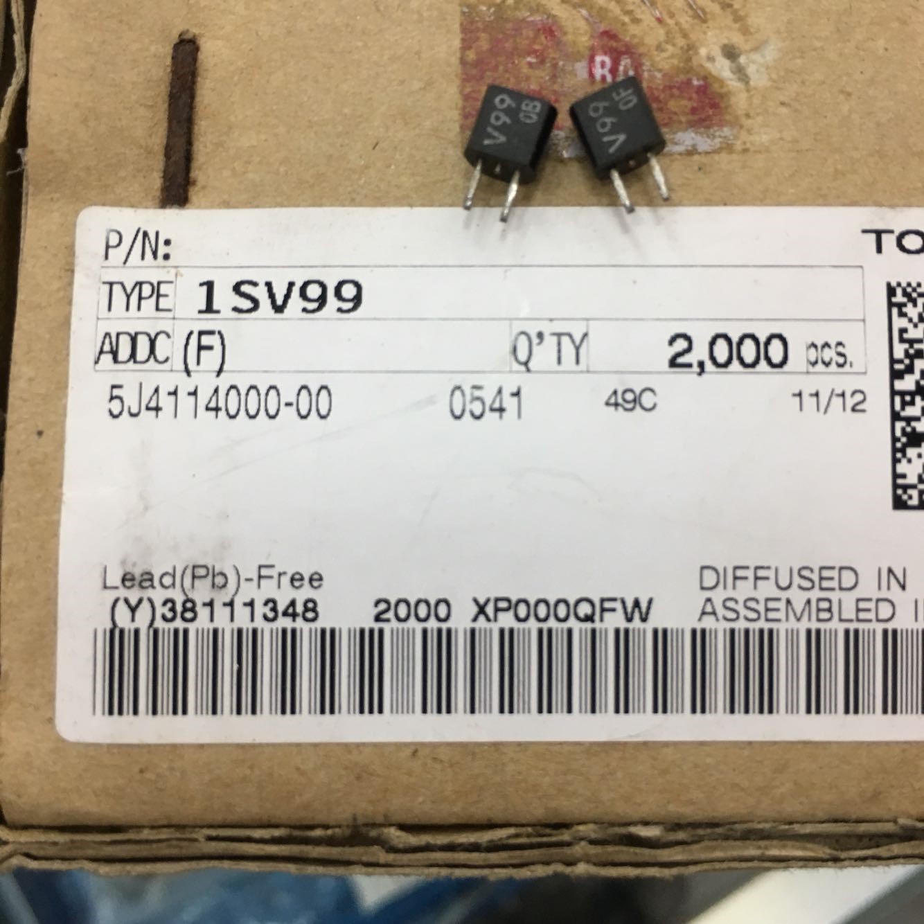 1SV99 V99 Original Toshiba TO-92 5pcs/lot